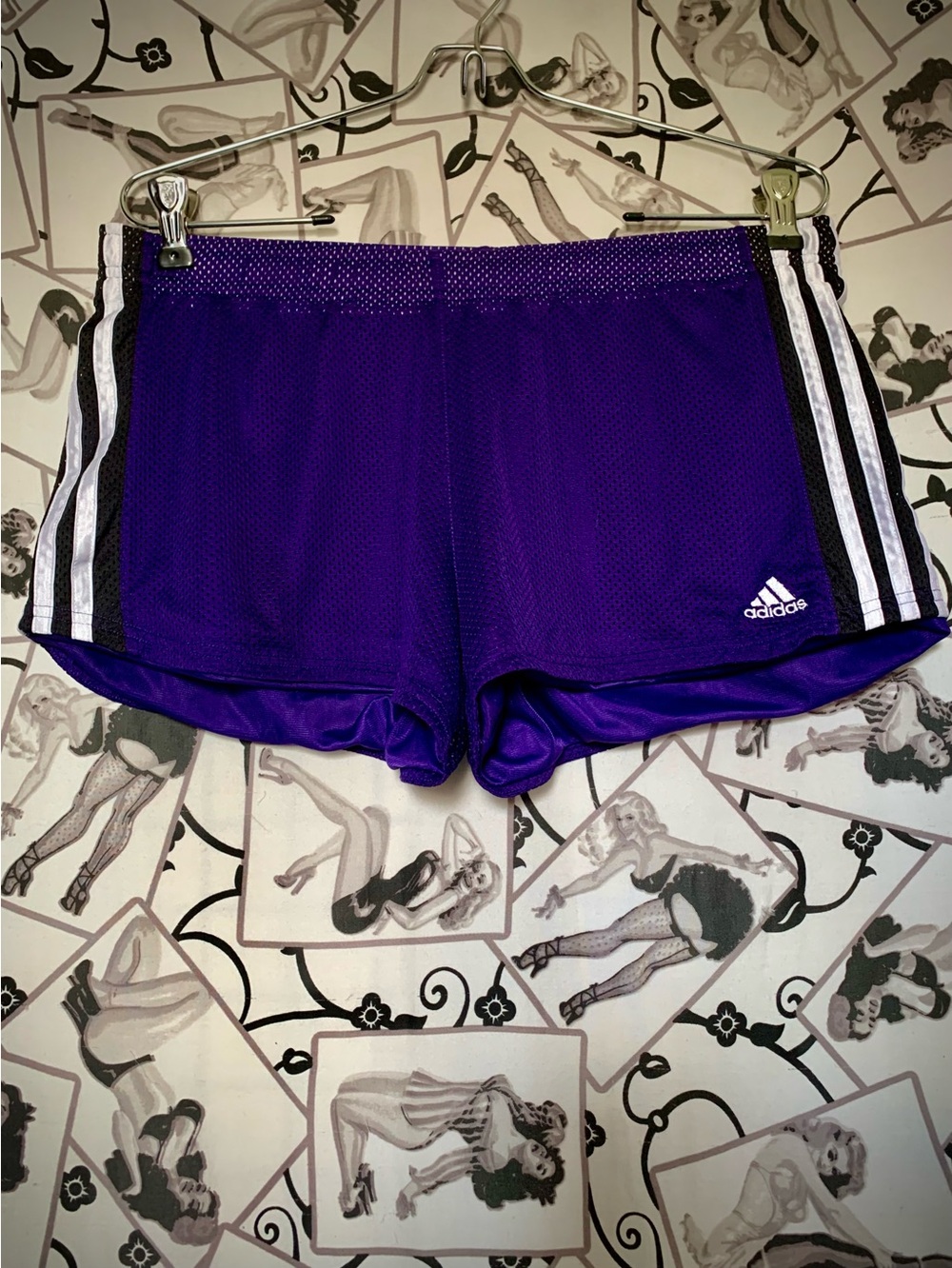 Purple Mesh Adidas Gym Shorts